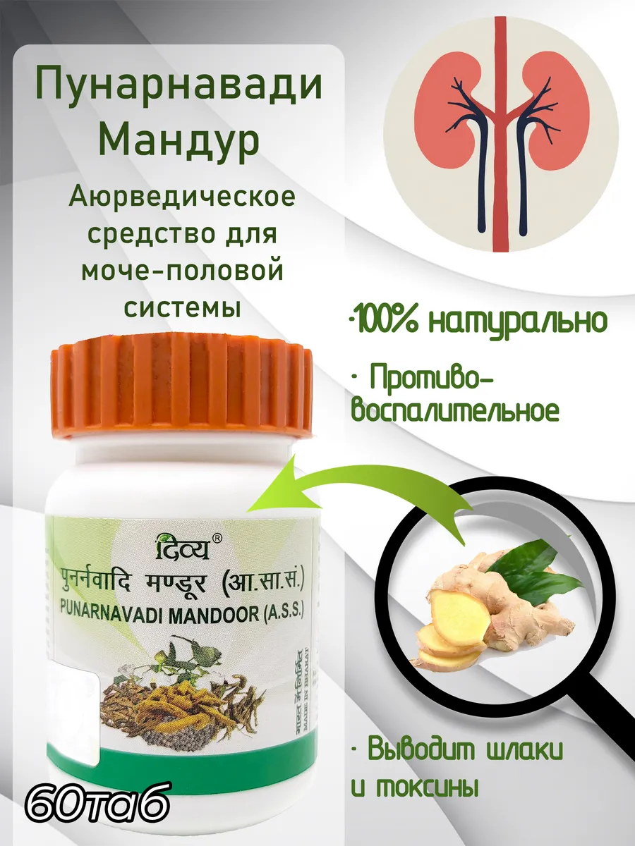 Пунарнавади Мандур (Punarnavadi Mandoor), 60 таблеток
