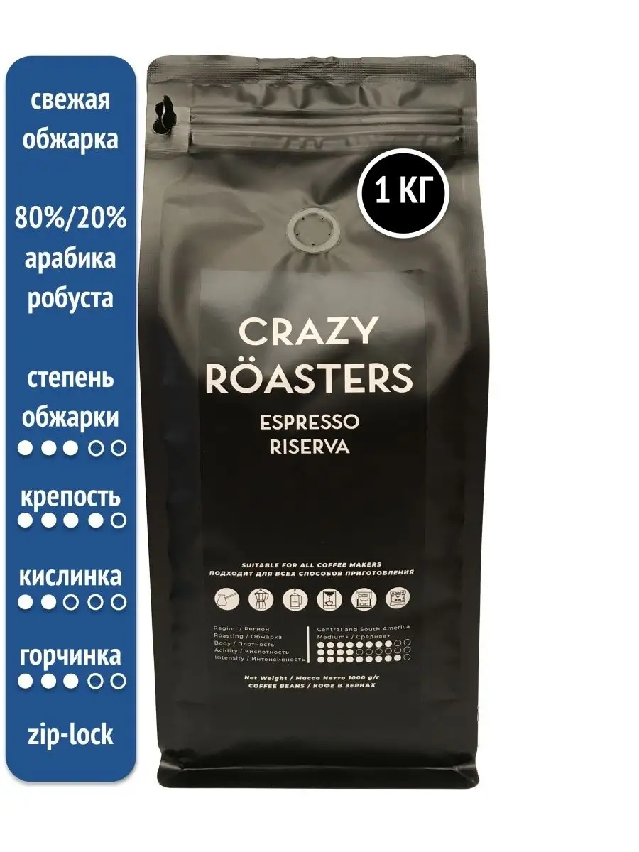 Кофе в зернах ESPRESSO RISERVA, 1 кг Coffee beans 169981154 купить за 4 288  ₽ в интернет-магазине Wildberries