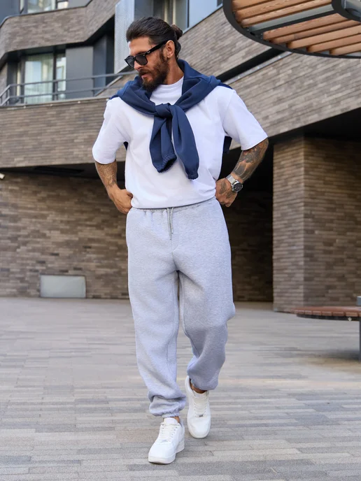 BYS BASIC Штаны свободные спортивные утепленные, серый, фото 11