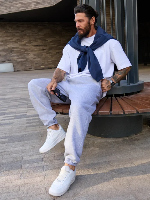 BYS BASIC Штаны свободные спортивные утепленные, серый, фото 16
