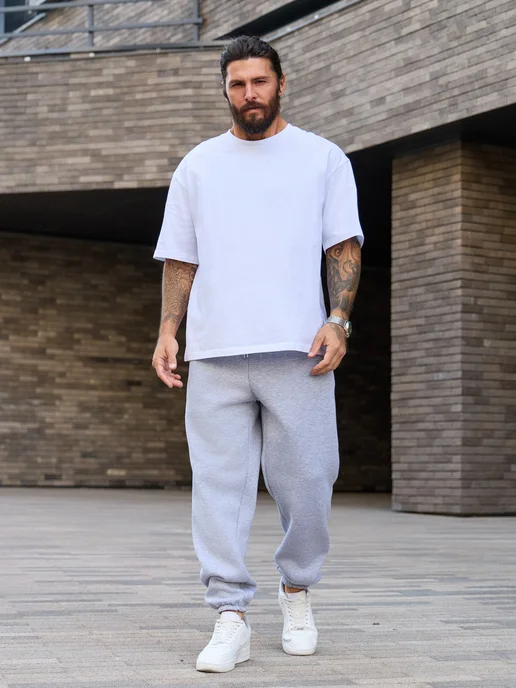 BYS BASIC Штаны свободные спортивные утепленные, серый, фото 17