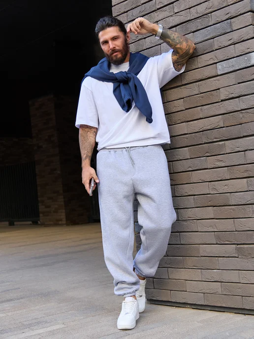BYS BASIC Штаны свободные спортивные утепленные, серый, фото 20