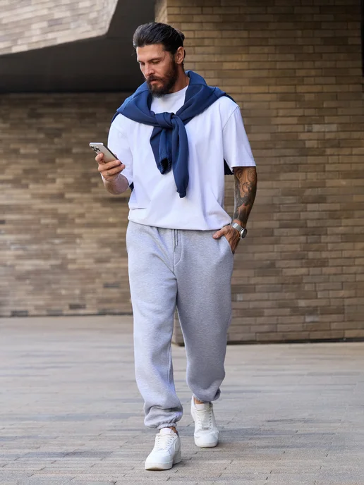 BYS BASIC Штаны свободные спортивные утепленные, серый, фото 21