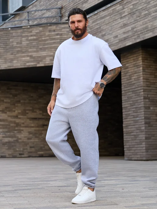 BYS BASIC Штаны свободные спортивные утепленные, серый, фото 3