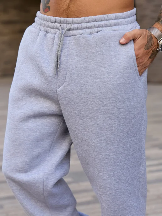 BYS BASIC Штаны свободные спортивные утепленные, серый, фото 5