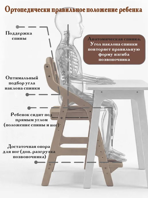 List Растущий стул "Школьник 2" без покрытия, бежевый, фото 2