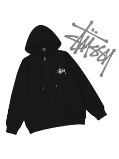 Зип худи оверсайз с принтом без начеса Stussy 170024414 купить за 3 189 ₽ в интернет-магазине Wildberries