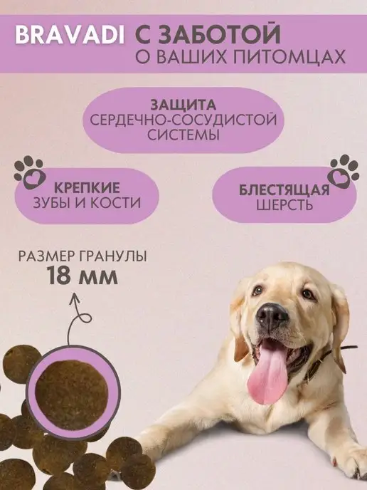 Сухой корм BRAVADI для собак, крупные, средние, 12,05 кг, фото 2