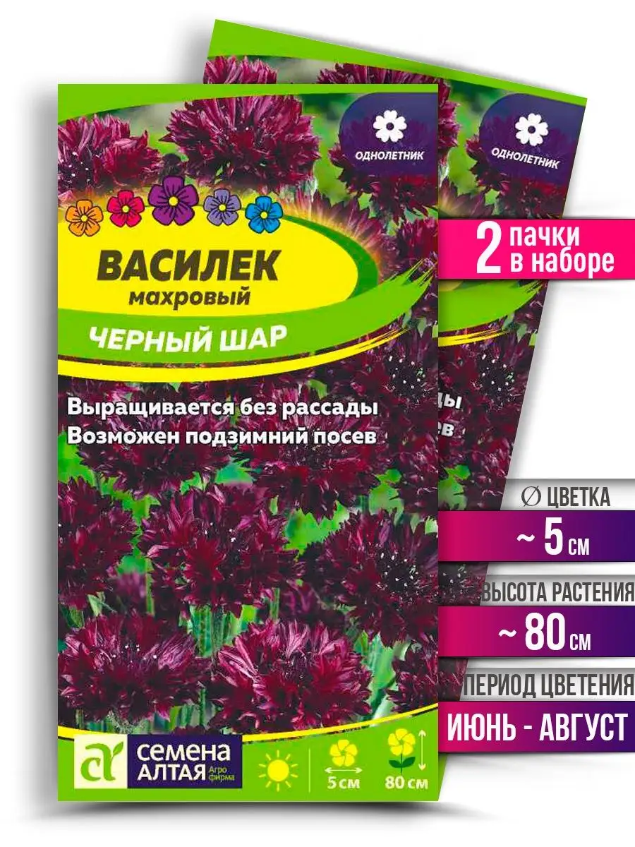 Семена Цветов Василек Черный шар махровый Для сада дачи дома Семена Алтая  170110667 купить в интернет-магазине Wildberries