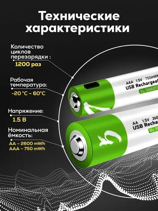 Аккумуляторные батарейки ААА перезаряжаемые, вариант, фото 2