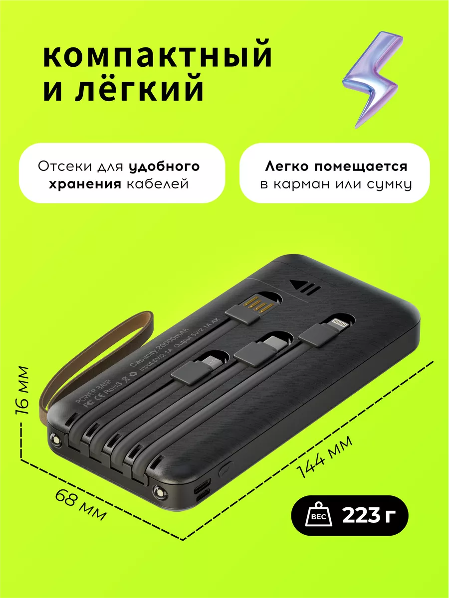 Power bank 20000 внешний Cloud Six 170144821 купить за 824 ₽ в  интернет-магазине Wildberries