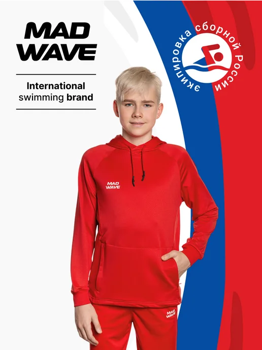 Mad Wave Худи Flex Hoodie Junior, красный