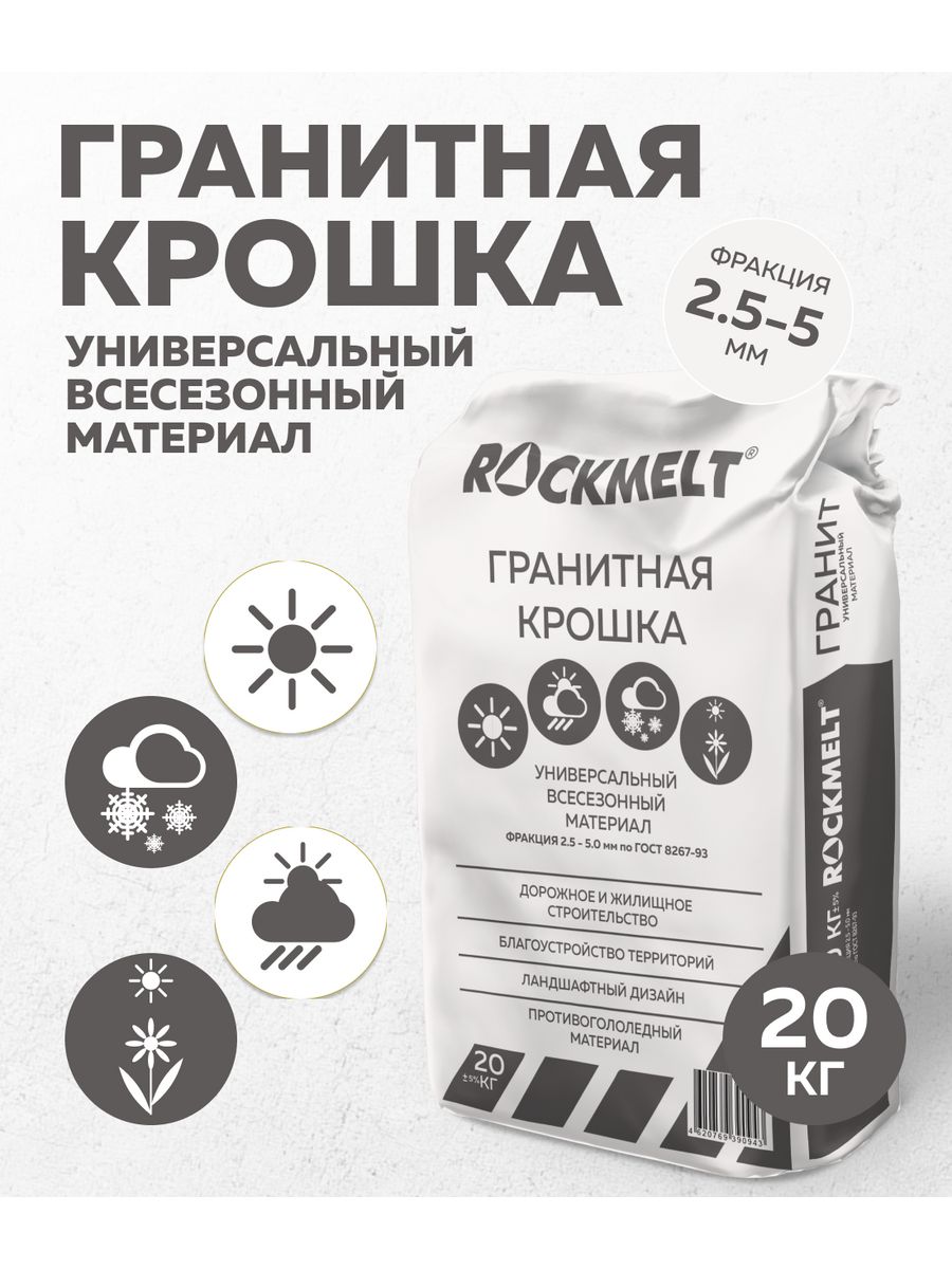 Гранитная крошка размер 2,5 - 5мм 20 кг. Rockmelt 170172902 купить за 486 ₽  в интернет-магазине Wildberries