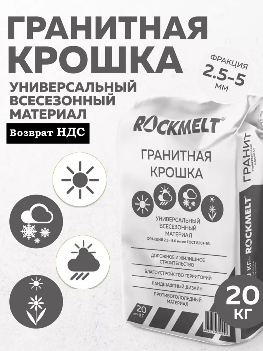 Гранитная крошка размер 2,5 - 5мм 20 кг. Rockmelt 170172902 купить за 453 ₽  в интернет-магазине Wildberries