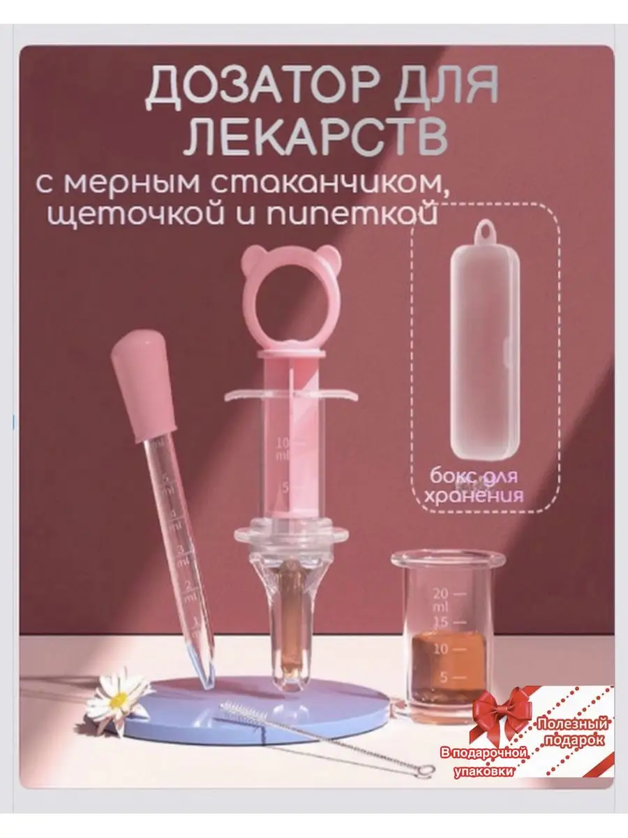 Шприц-дозатор для лекарств в виде соски, набор