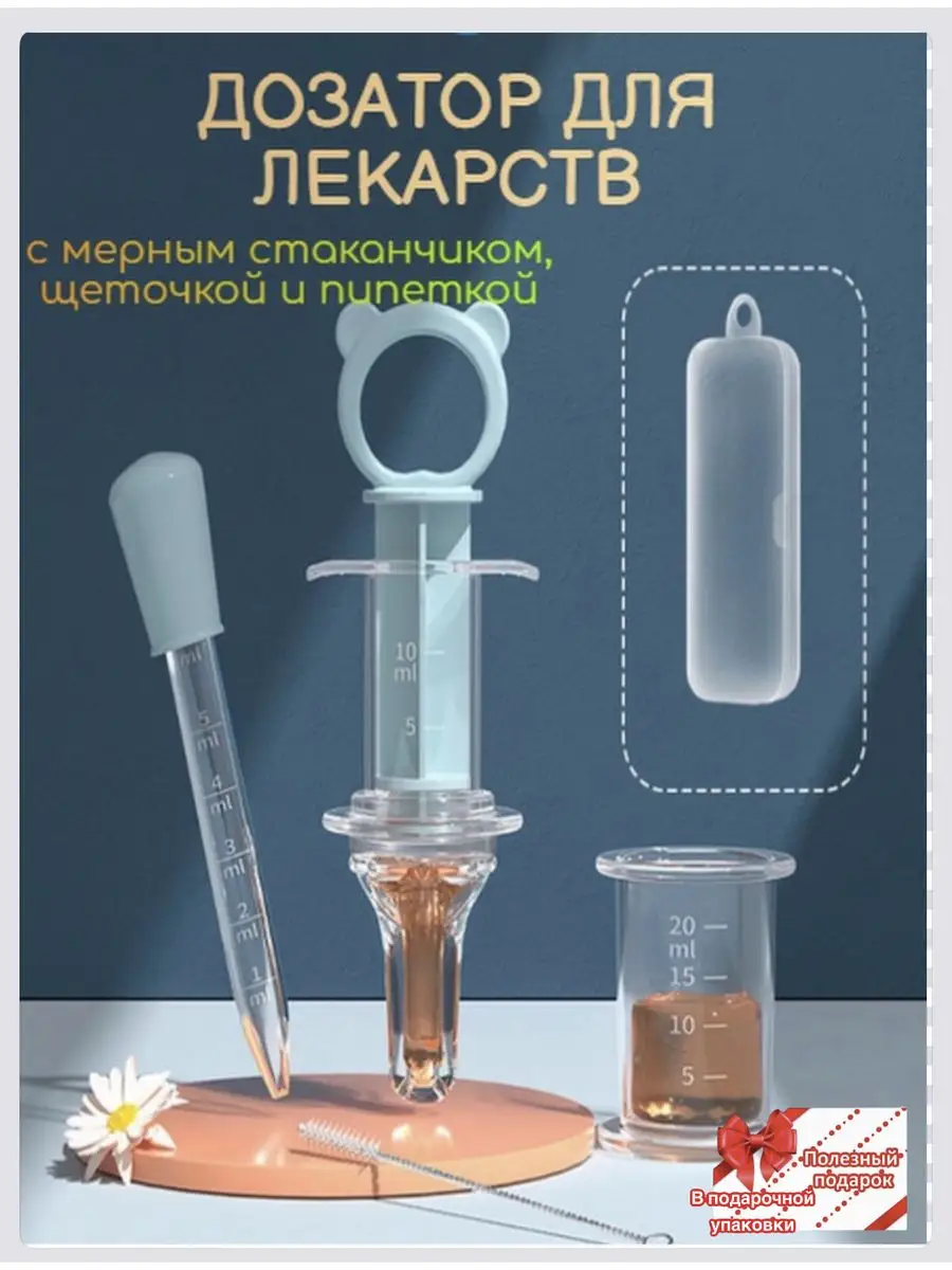 Шприц-дозатор для лекарств в виде соски, набор
