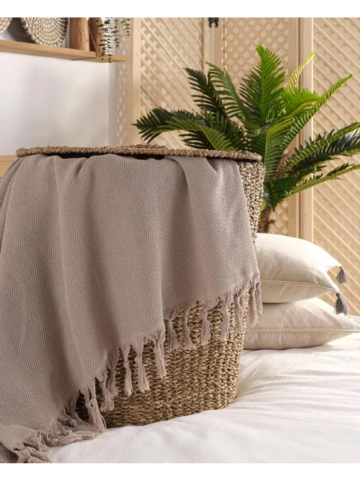 Olnathome Покрывало на кровать 200х230 хлопок с кисточками, 200x230, фото 3