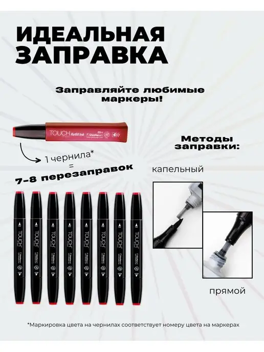 TOUCH Заправка для маркера спиртового и сквизера чернила, черный, фото 3
