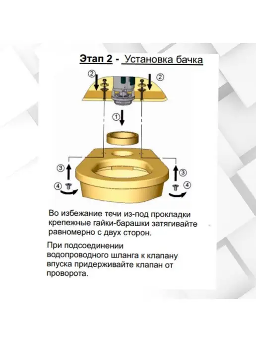 УКЛАД Арматура для бачка "SANITA" комплект с прокладкой, вариант, фото 3