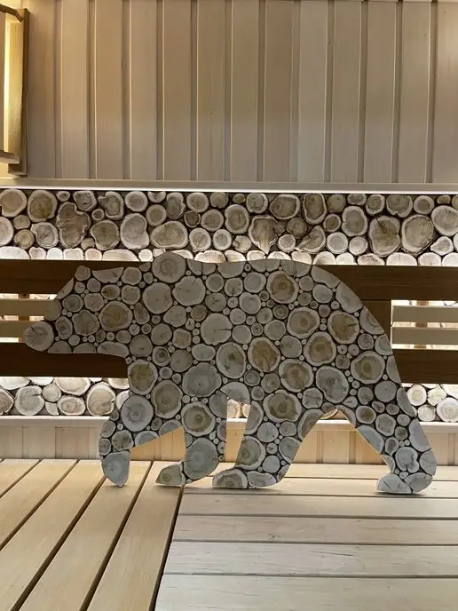 Банькофф Панно из можжевельника Медведь 100х50 см (на лево), 100x50 см, фото 2