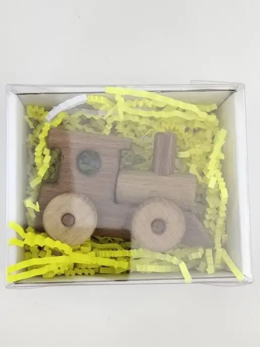 wood toy Деревянный маленький паровозик игрушка, бежевый, фото 4