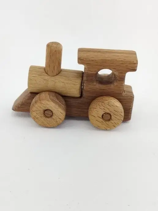 wood toy Деревянный маленький паровозик игрушка, бежевый, фото 7