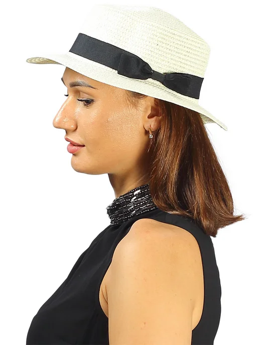 Верида Шляпа летняя из соломки канотье, белый, фото 3