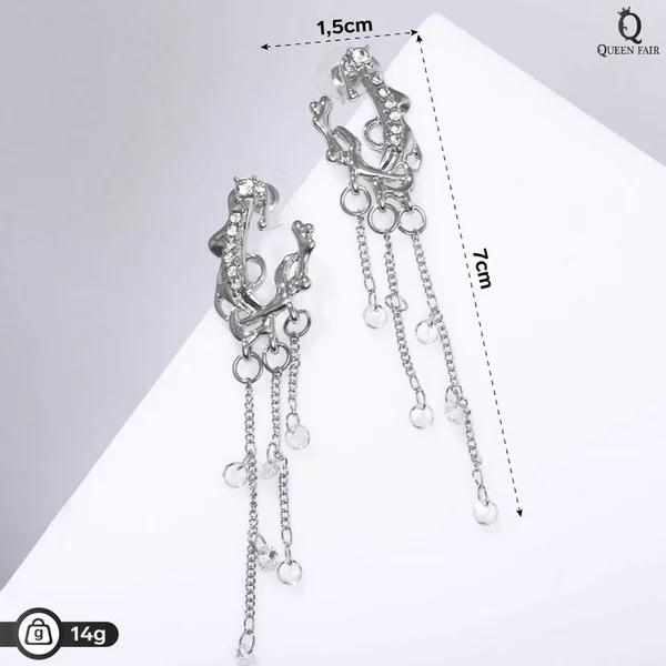 Серьги висячие со стразами «Жар-птица»