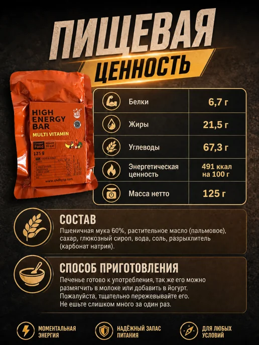 High Energy Bar Аварийный рацион питания фруктовый ирп суточный армейский, вариант, фото 2