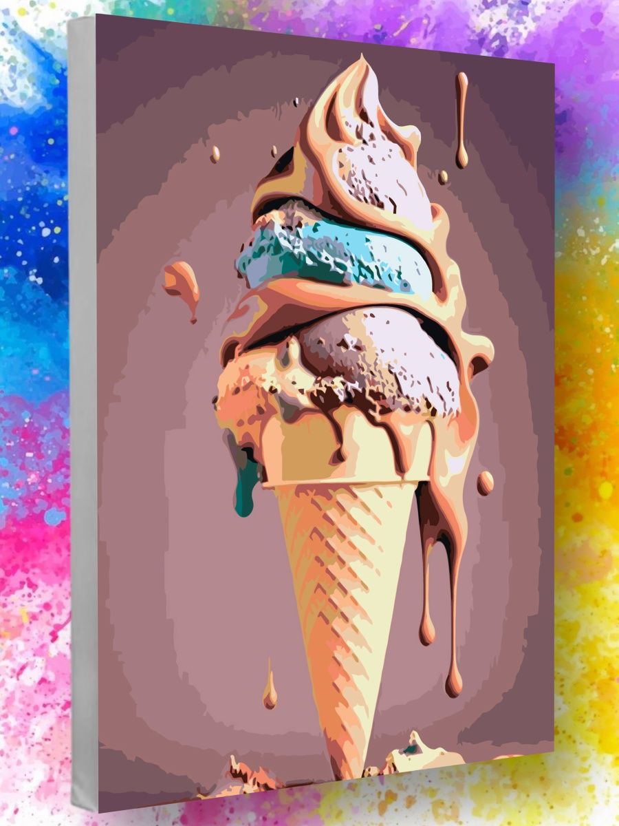 Номер мороженщика. Пластилинография мороженое рожок. Рисунок мороженое по цифрам. Рожок еда с посылкой.