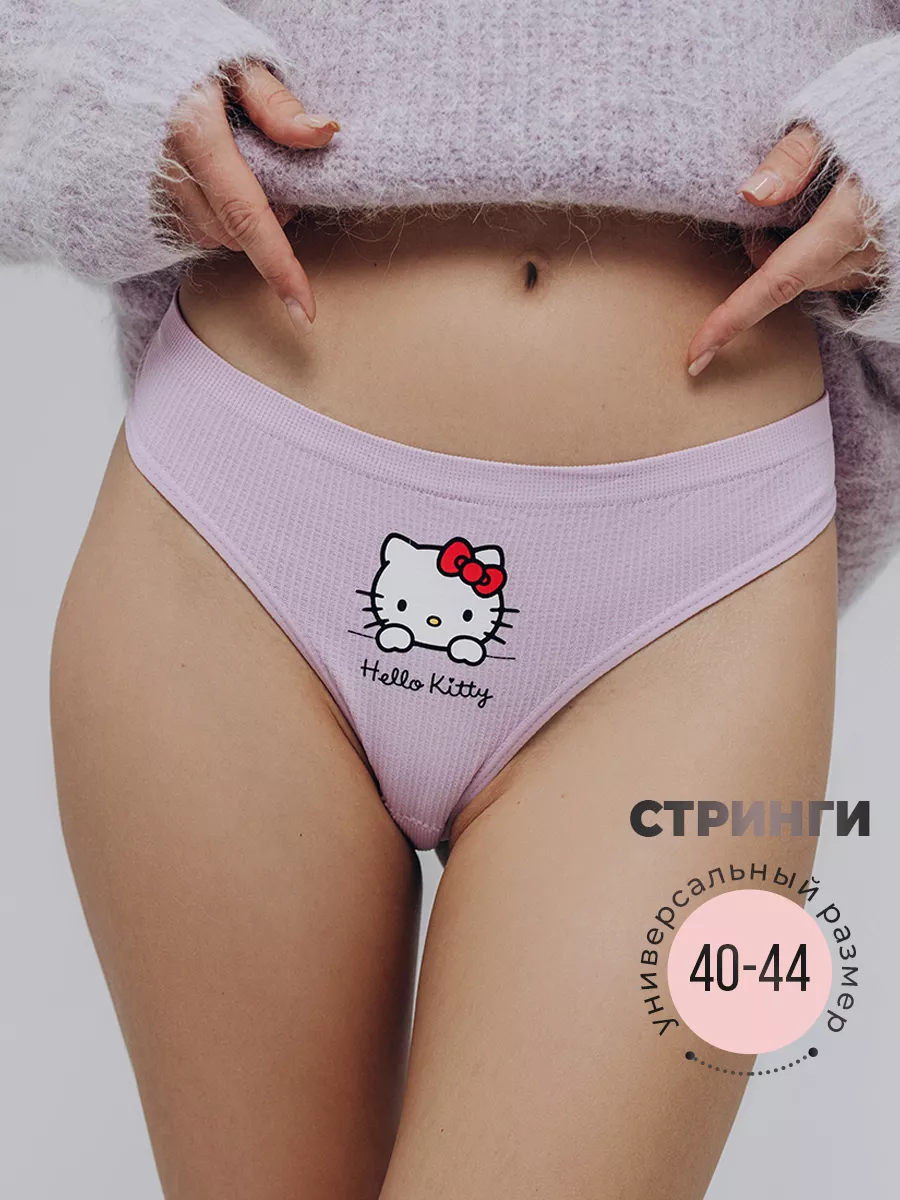 Трусы стринги с принтом аниме y2k Hello Kitty 170351677 купить за 199 ₽ в  интернет-магазине Wildberries