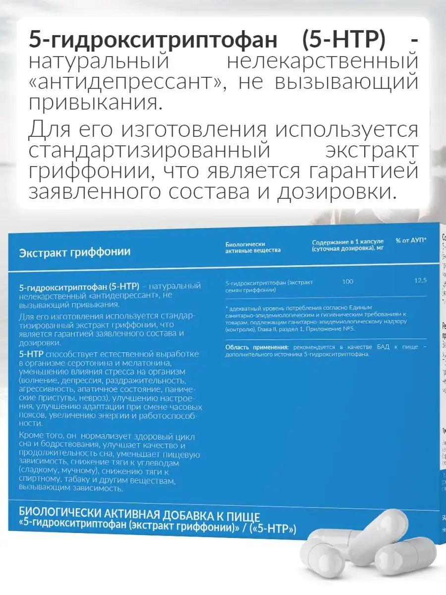 5-HTP серотонин антидепрессанты витамины для настроения БАД NUTRITABS  170393578 купить за 587 ₽ в интернет-магазине Wildberries