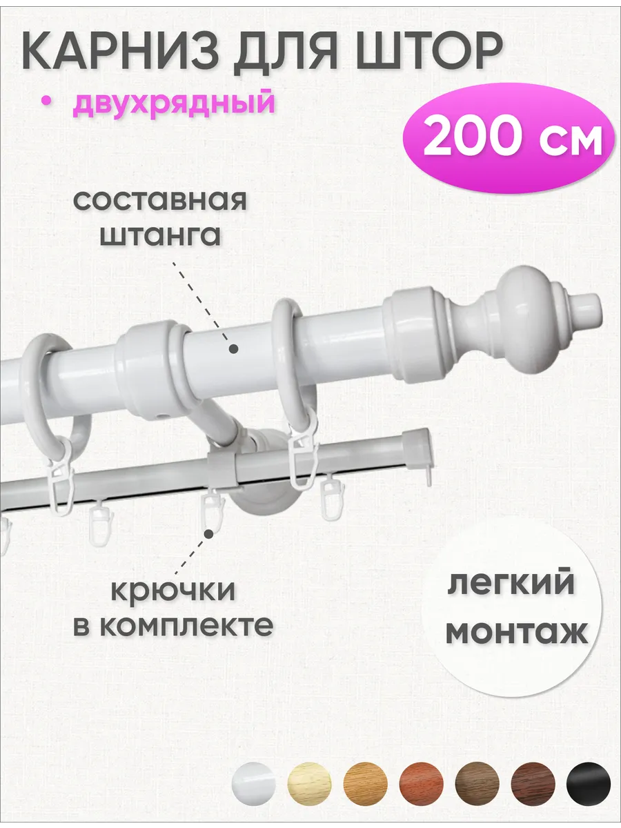 Карниз для штор двухрядный настенный 200 см Гардина 2 ряда Сангард  170507844 купить за 1 578 ₽ в интернет-магазине Wildberries