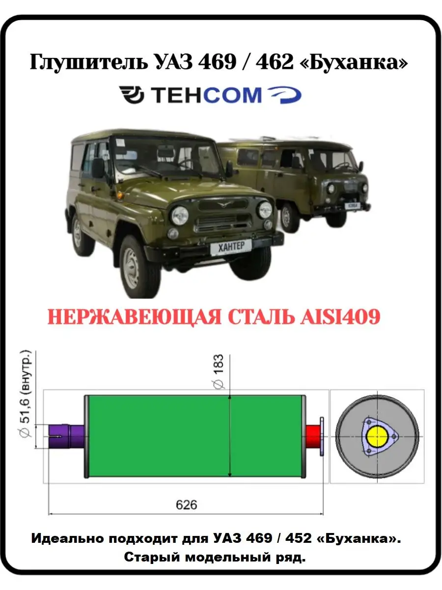Глушитель для УАЗ - МАРС76