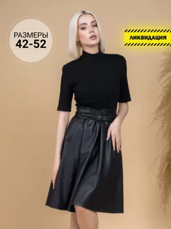 Платье стильное комбинированное с кожей Birizmoda 170562755 купить за 2 252 ₽ в интернет-магазине Wildberries