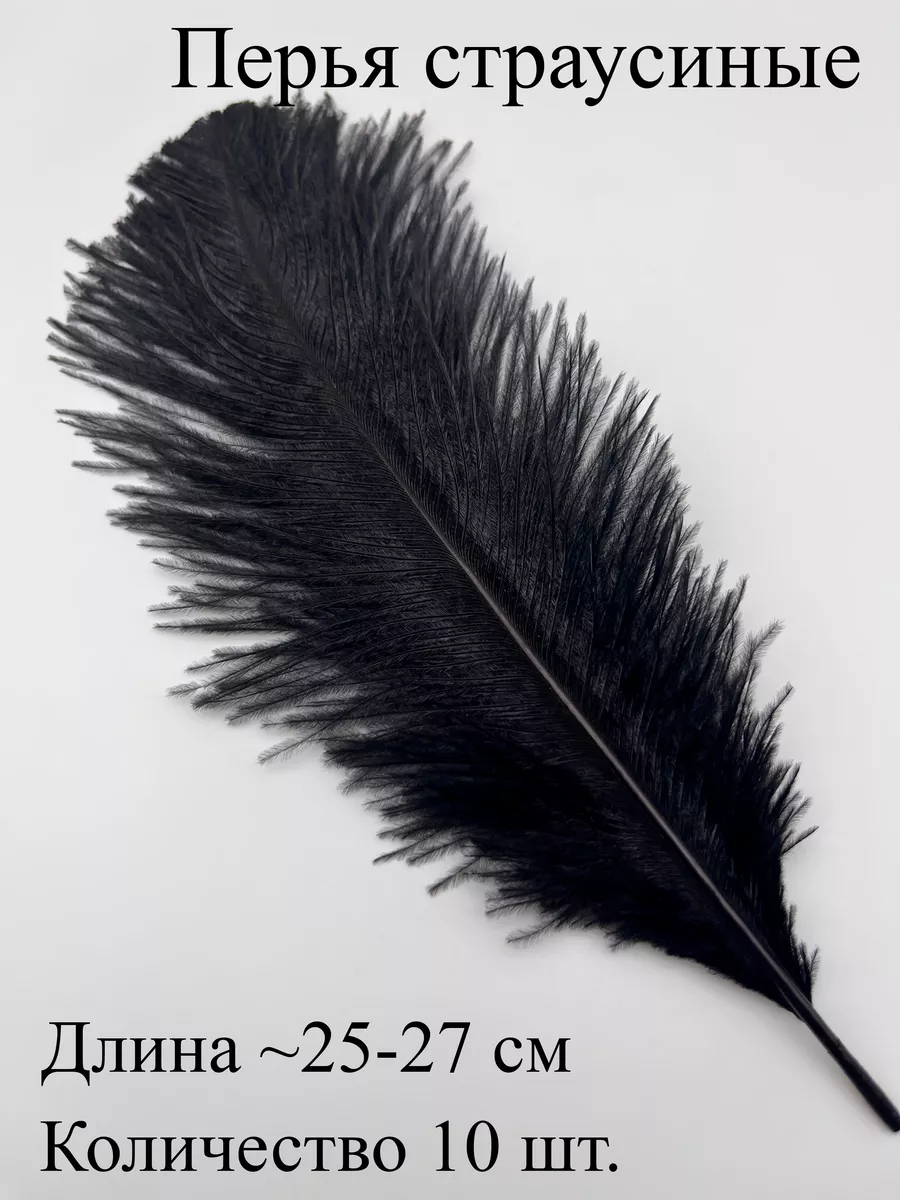 Перья страусиновые 25-27 см, 10 шт.