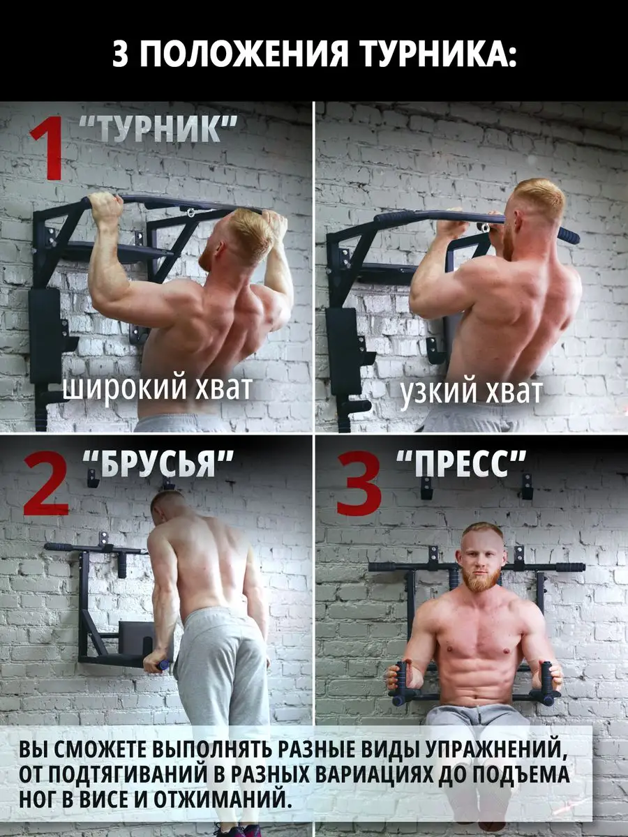 Турник 3 в 1 настенный спорт тренажер для дома инвентарь FitnessActive  170568032 купить за 3 214 ₽ в интернет-магазине Wildberries