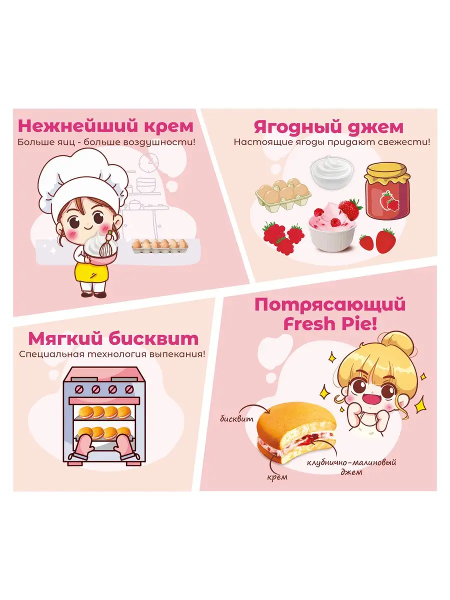 Пирожное Fresh Pie с клубникой и малиной, 8шт по 300г ОРИОН Group 170636374  купить за 1 743 ₽ в интернет-магазине Wildberries