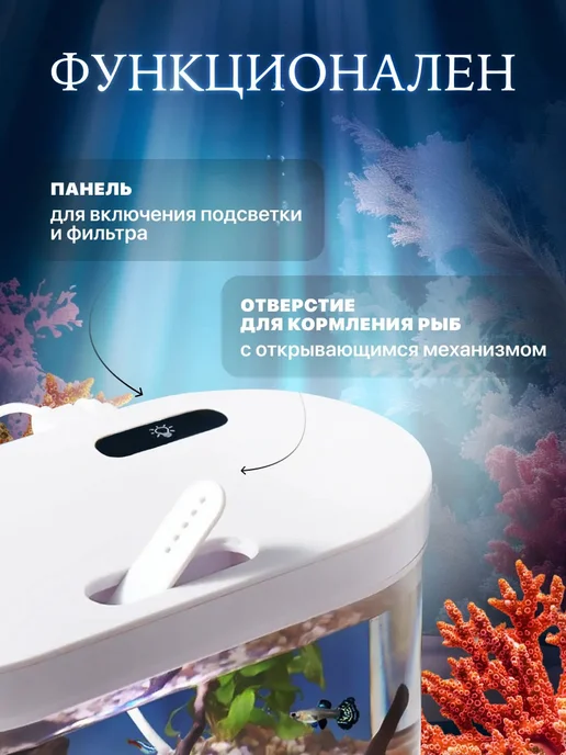 Сейдж Мини аквариум для рыбок с подсветкой насосом и фильтром, вариант, фото 2