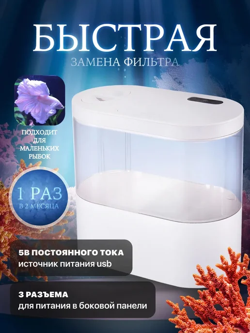 Сейдж Мини аквариум для рыбок с подсветкой насосом и фильтром, вариант, фото 4