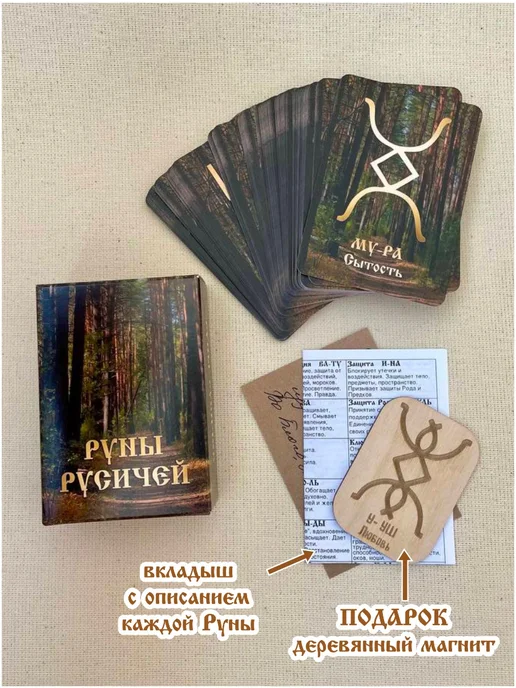 Русские руны Руны Русичей (Русские) Карты"Место Силы Мещера"+описание, коричневый, фото 2