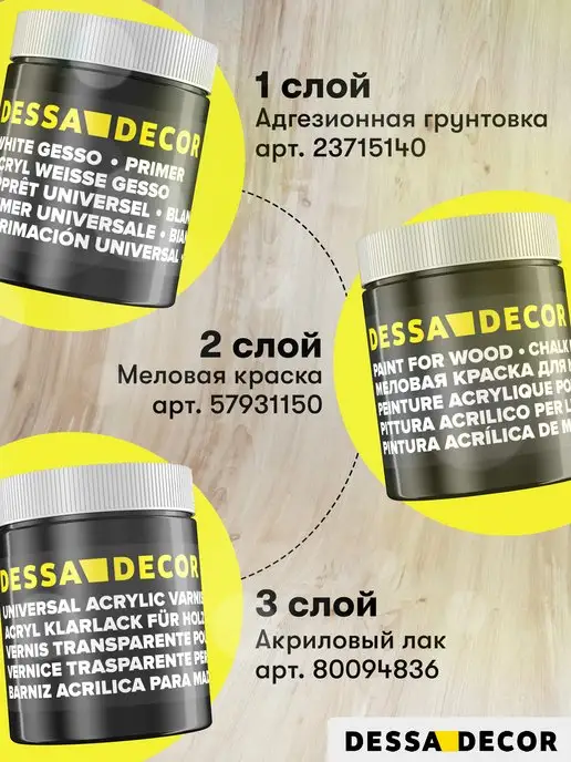 DESSA DECOR Краска для мебели и дерева меловая белая без запаха, белый, фото 5
