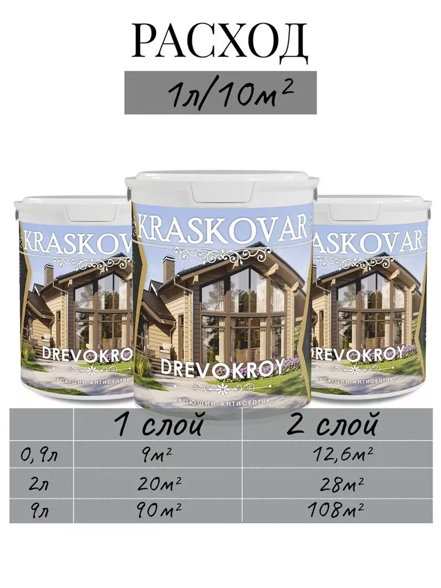 Краска для дерева антисептик кроющий Drevokroy RAL 8025 2л Kraskovar  170680373 купить за 2 195 ₽ в интернет-магазине Wildberries