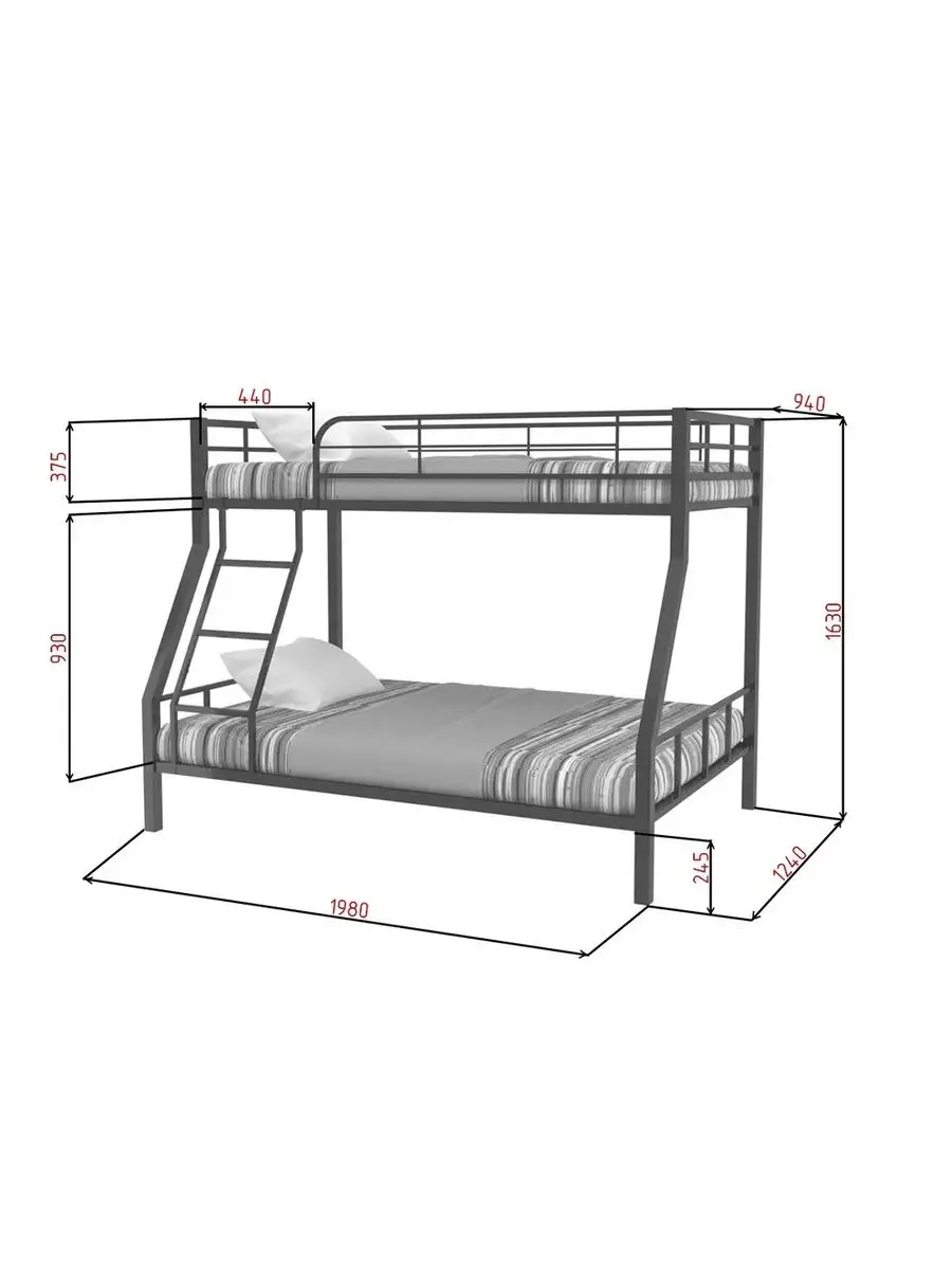 Кровать двухъярусная для детей подростковая для взрослых REDFORD 170705352  купить в интернет-магазине Wildberries