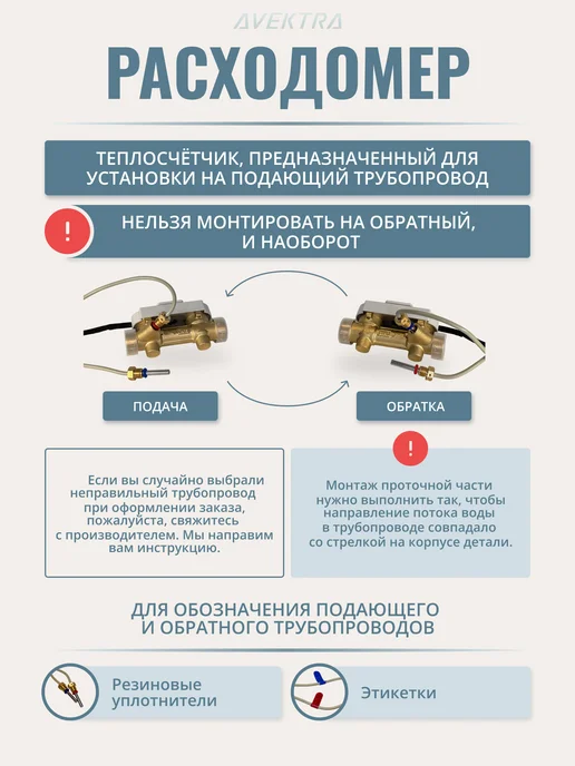AVEKTRA Теплосчетчик АВЕКТРА ультразвуковой ДУ 25 Подающий, Обратный трубопровод, фото 4