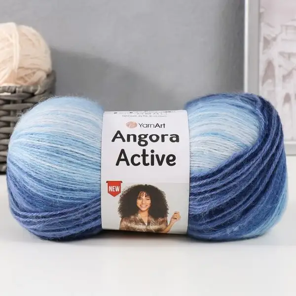 Пряжа для вязания «Angora Active» 842 синий-голубой-белый