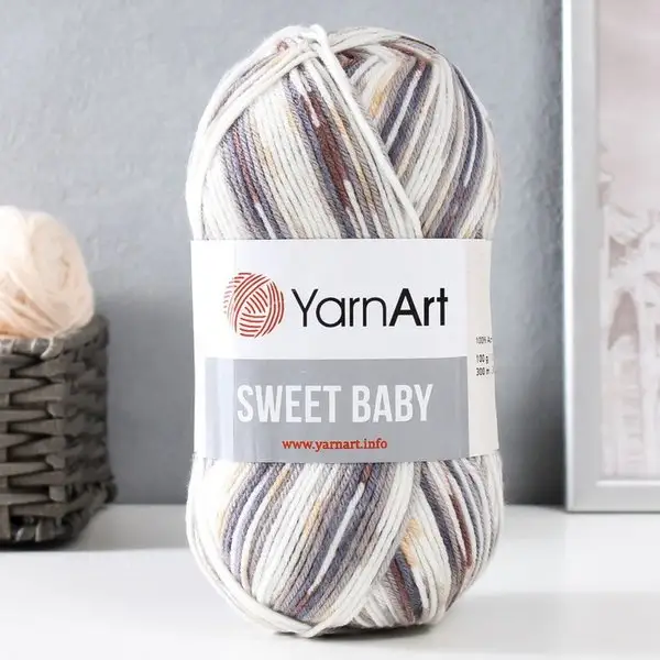 Пряжа для вязания «Sweet Baby» 906 белый-серый-шоколад