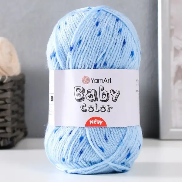 Пряжа для вязания «Baby color» 150м/50гр, 207 голубой/крап