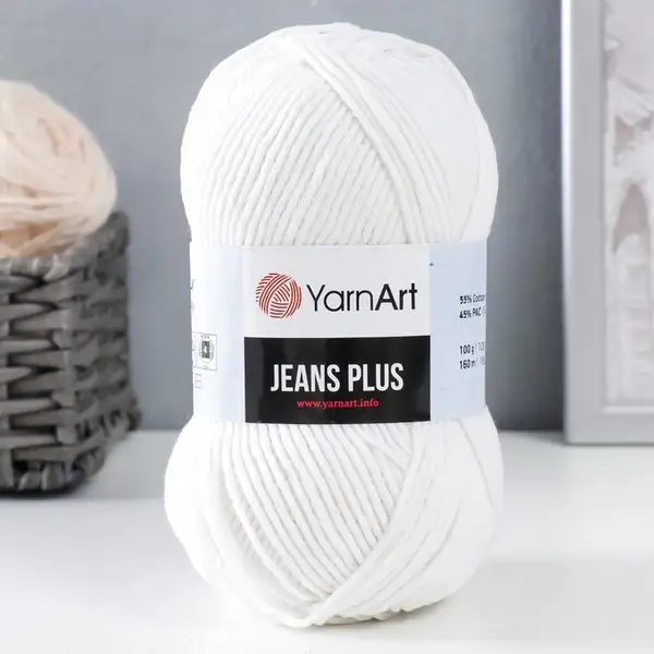 Пряжа для вязания «Jeans plus» 160м/100гр, 01 белый