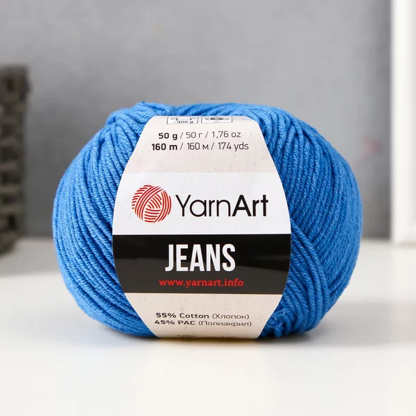 Пряжа для вязания «Jeans» 160м/50гр, 16 ярко-голубой